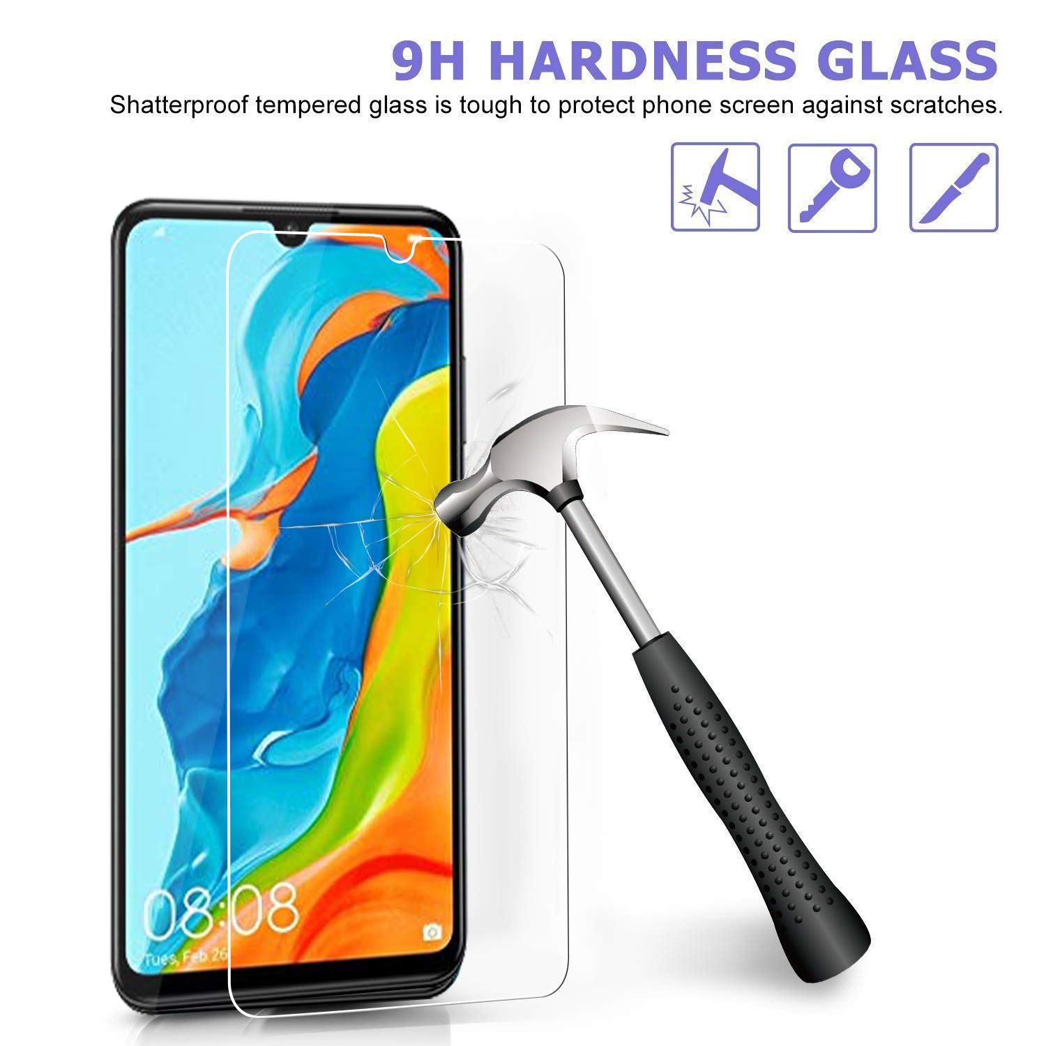 [1-Pack] Huawei P30 Lite Case With [HD ClearTempered Glass] Screen Protector