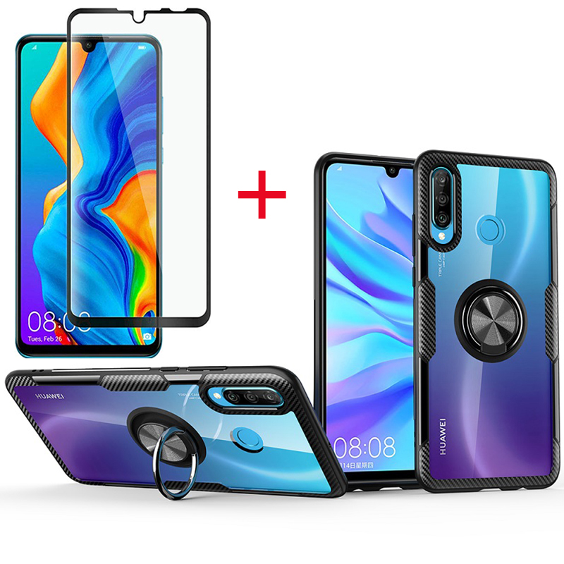 [1-Pack] Huawei P30 Lite Case With [Full Screen Cover Tempered Glass] Screen Protector