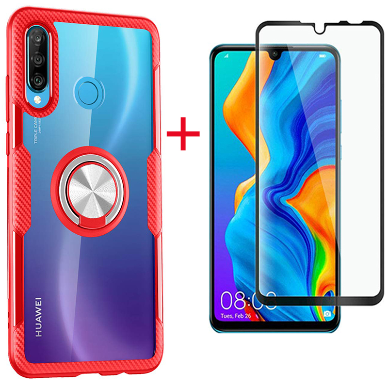 [1-Pack] Huawei P30 Lite Case With [Full Screen Cover Tempered Glass] Screen Protector