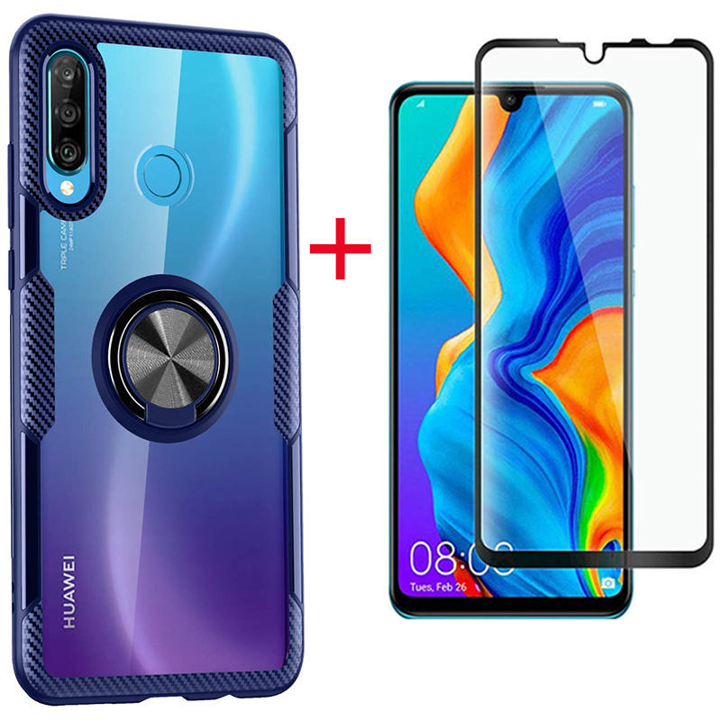 [1-Pack] Huawei P30 Lite Case With [Full Screen Cover Tempered Glass] Screen Protector