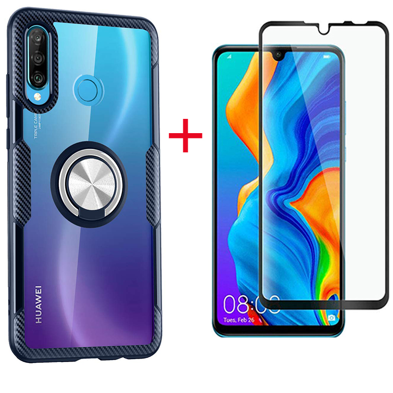 [1-Pack] Huawei P30 Lite Case With [Full Screen Cover Tempered Glass] Screen Protector