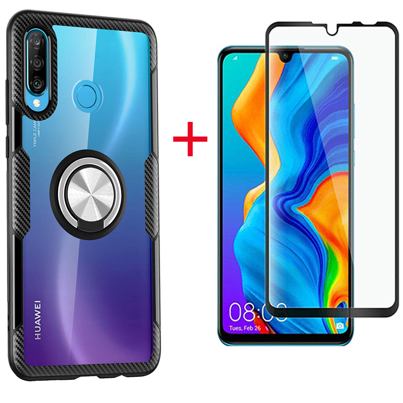 [1-Pack] Huawei P30 Lite Case With [Full Screen Cover Tempered Glass] Screen Protector