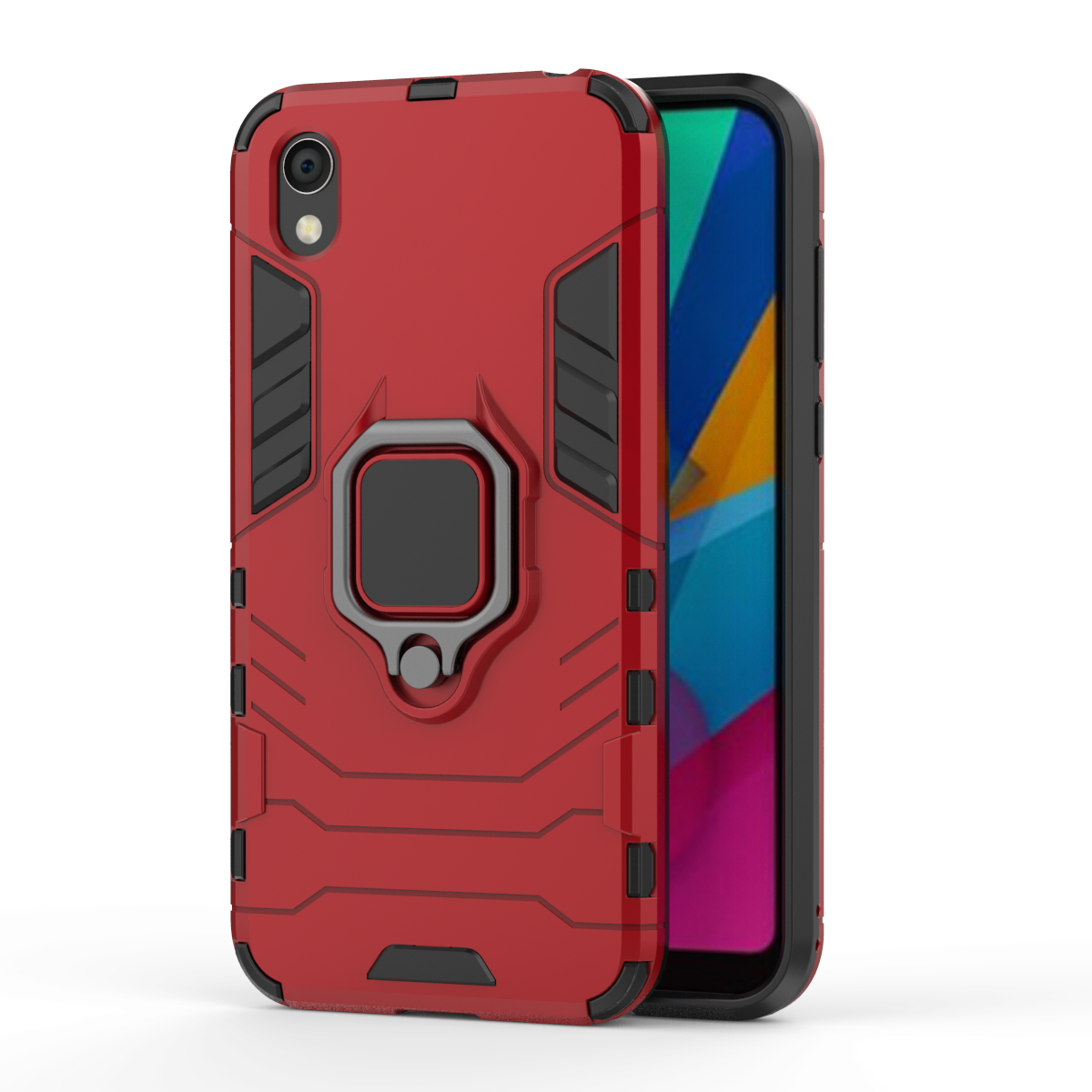 Rugged Armor Phone Case for Huawei Y5 2019 PC+TPU with Car Magnetic Ring Holder
