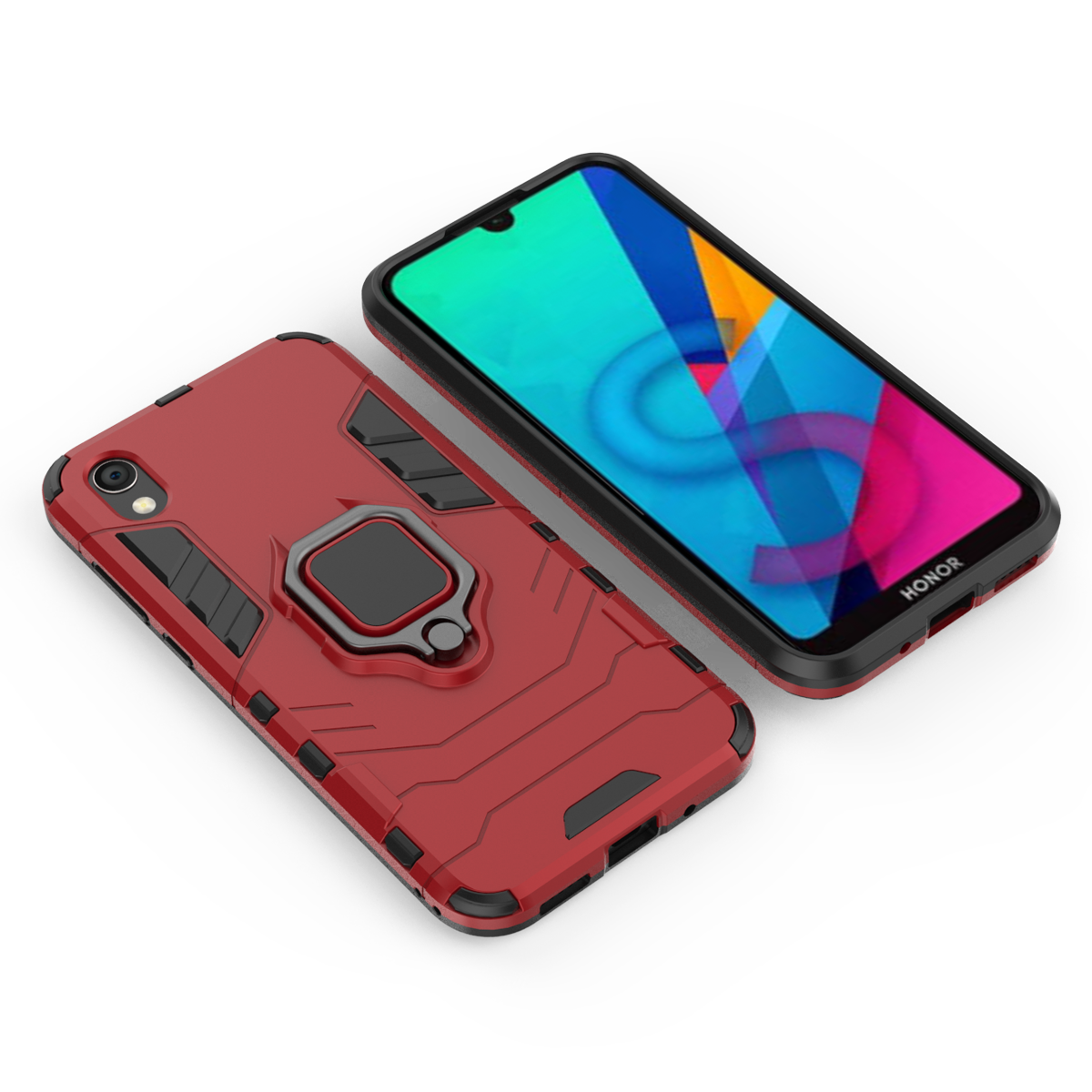 Rugged Armor Phone Case for Huawei Y5 2019 PC+TPU with Car Magnetic Ring Holder