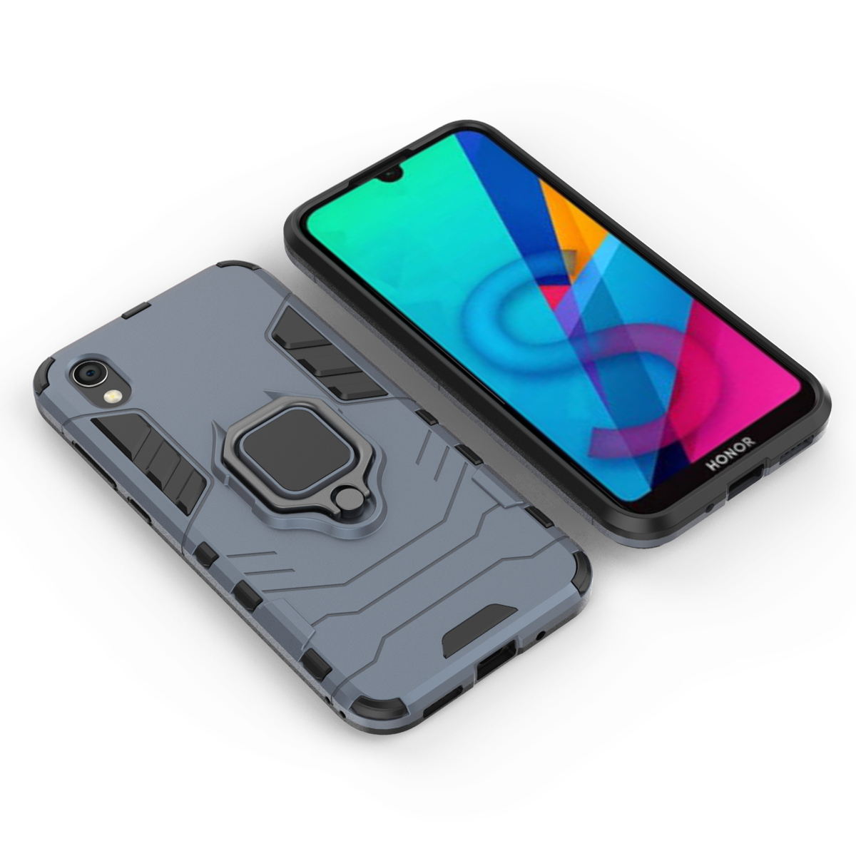 Rugged Armor Phone Case for Huawei Y5 2019 PC+TPU with Car Magnetic Ring Holder