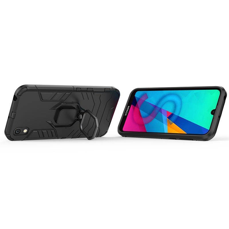 Rugged Armor Phone Case for Huawei Y5 2019 PC+TPU with Car Magnetic Ring Holder
