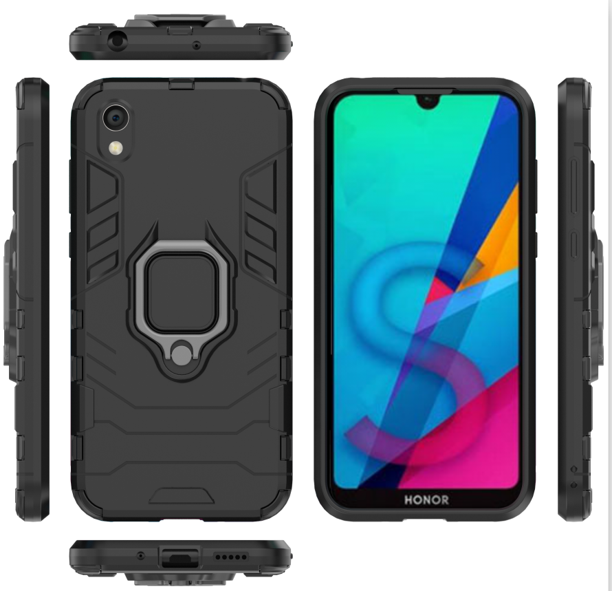 Rugged Armor Phone Case for Huawei Y5 2019 PC+TPU with Car Magnetic Ring Holder