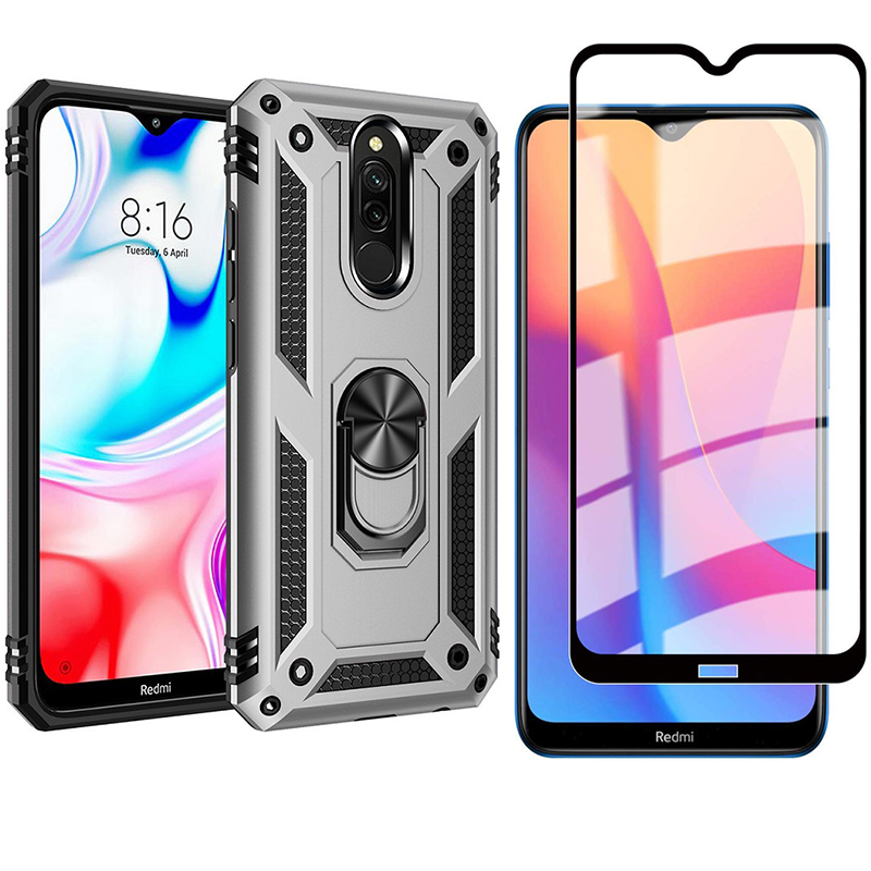 1x Xiaomi Redmi 8 Redmi 8A Phone Case + [Full Glue Cover Tempered Glass] Screen Protector