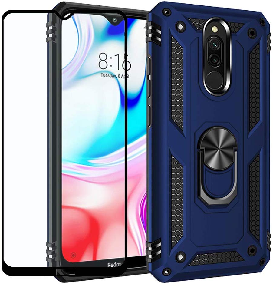 1x Xiaomi Redmi 8 Redmi 8A Phone Case + [Full Glue Cover Tempered Glass] Screen Protector