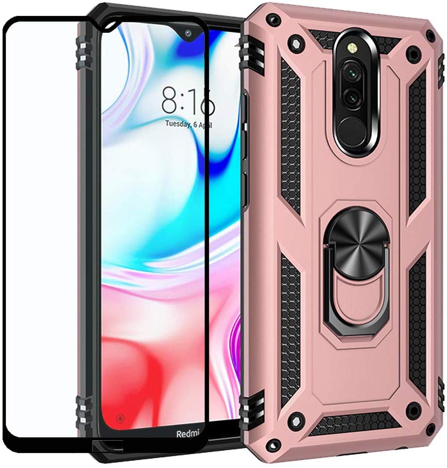 1x Xiaomi Redmi 8 Redmi 8A Phone Case + [Full Glue Cover Tempered Glass] Screen Protector