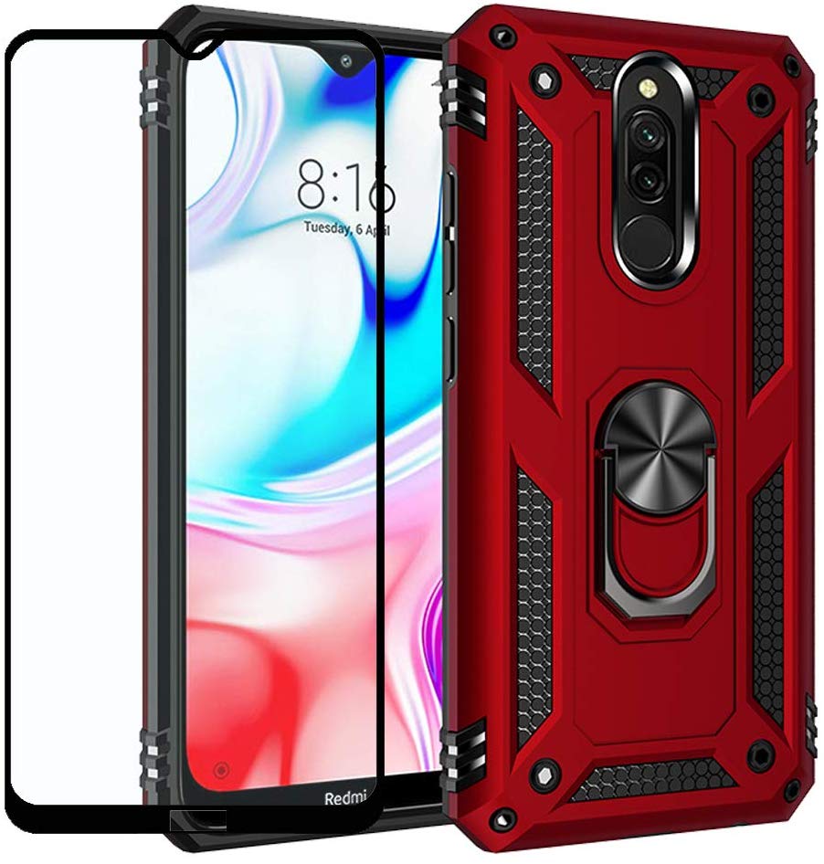 1x Xiaomi Redmi 8 Redmi 8A Phone Case + [Full Glue Cover Tempered Glass] Screen Protector