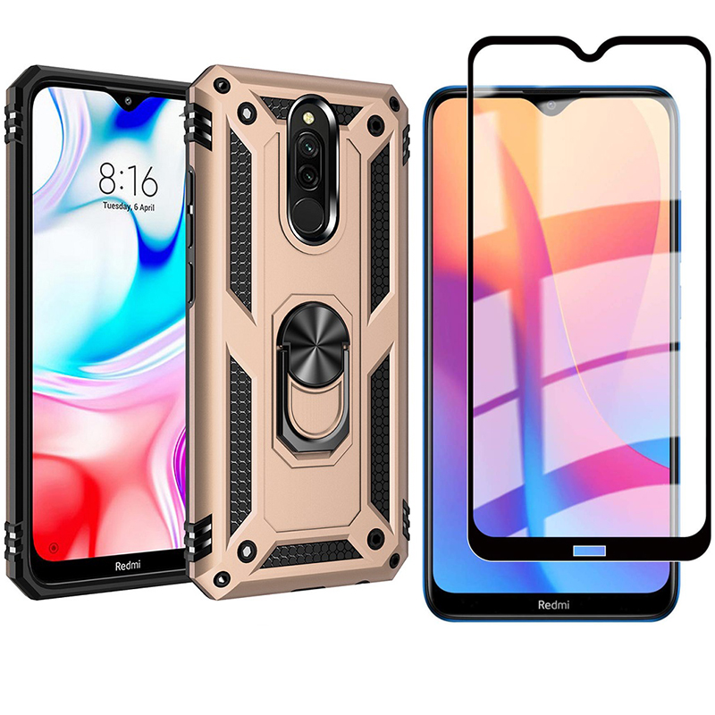 1x Xiaomi Redmi 8 Redmi 8A Phone Case + [Full Glue Cover Tempered Glass] Screen Protector