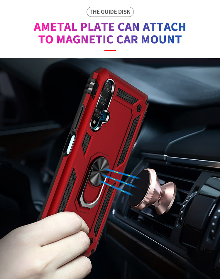 Phone Case for Huawei Nova 5T Rugged Armor with Car Magnetic Ring Holder