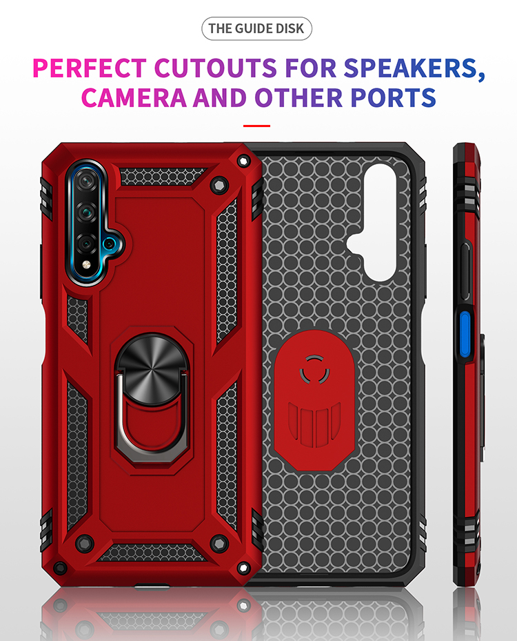 Phone Case for Huawei Nova 5T Rugged Armor with Car Magnetic Ring Holder