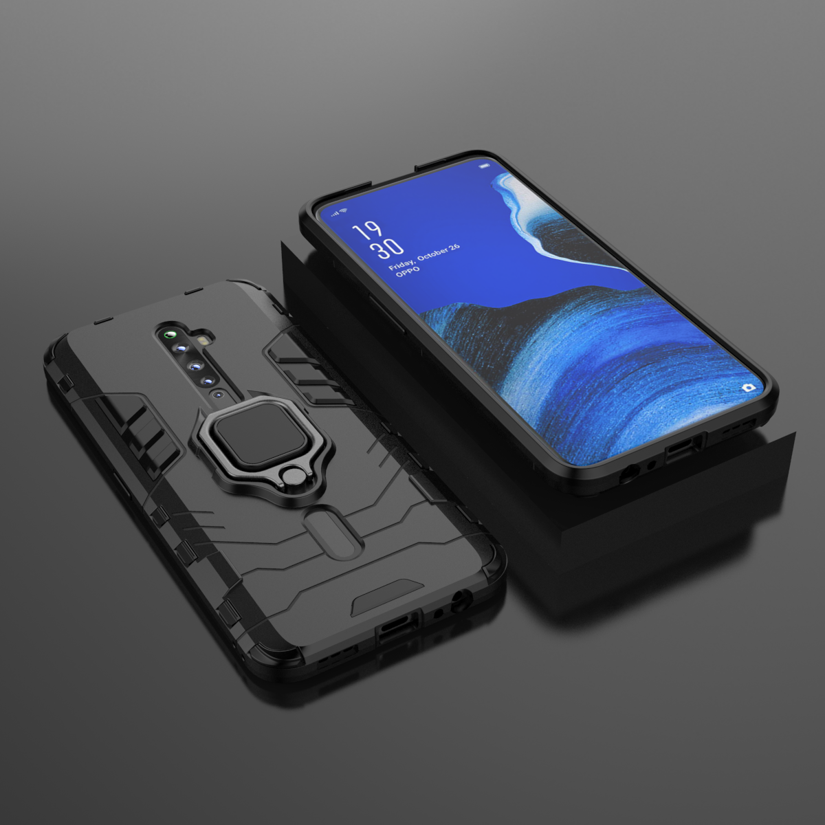 Phone Cases for OPPO Reno 2F / Reno2 F 6.5&apos;&apos; Amor Cover with Car Magnetic Ring Holder
