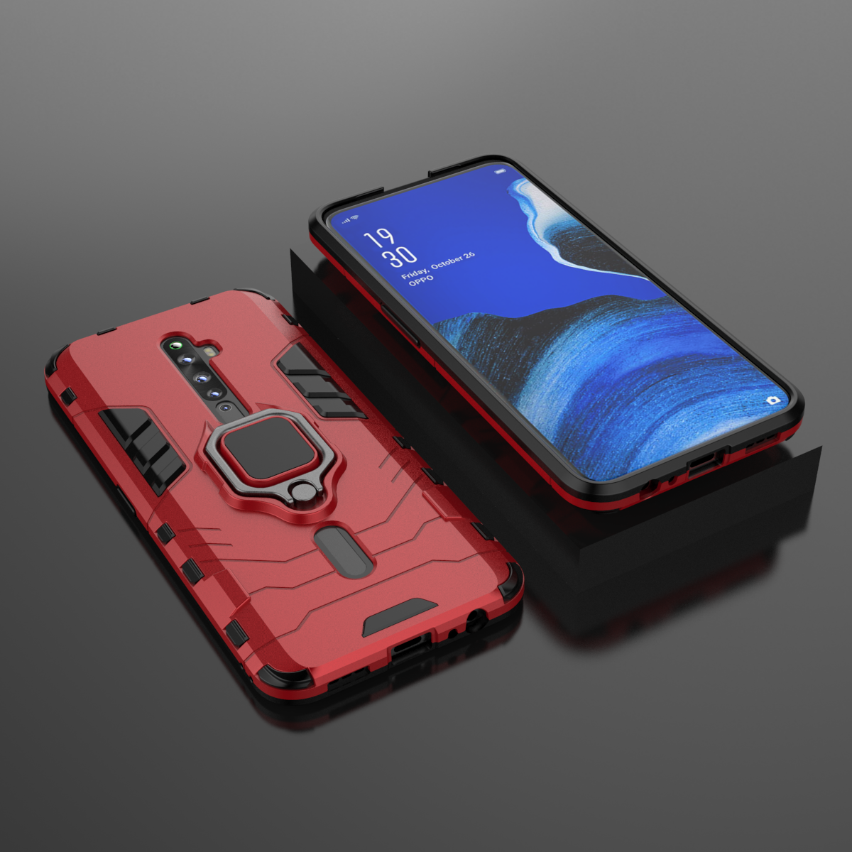Phone Cases for OPPO Reno 2F / Reno2 F 6.5&apos;&apos; Amor Cover with Car Magnetic Ring Holder