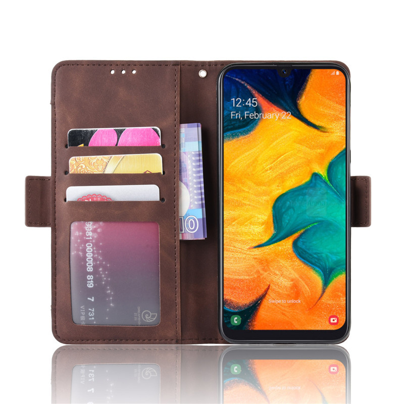 Flip Leather Cover For Samsung Galaxy A20 A30 M10S A10S A20S [Doka Slot Flip Leather Case] Wallet Case