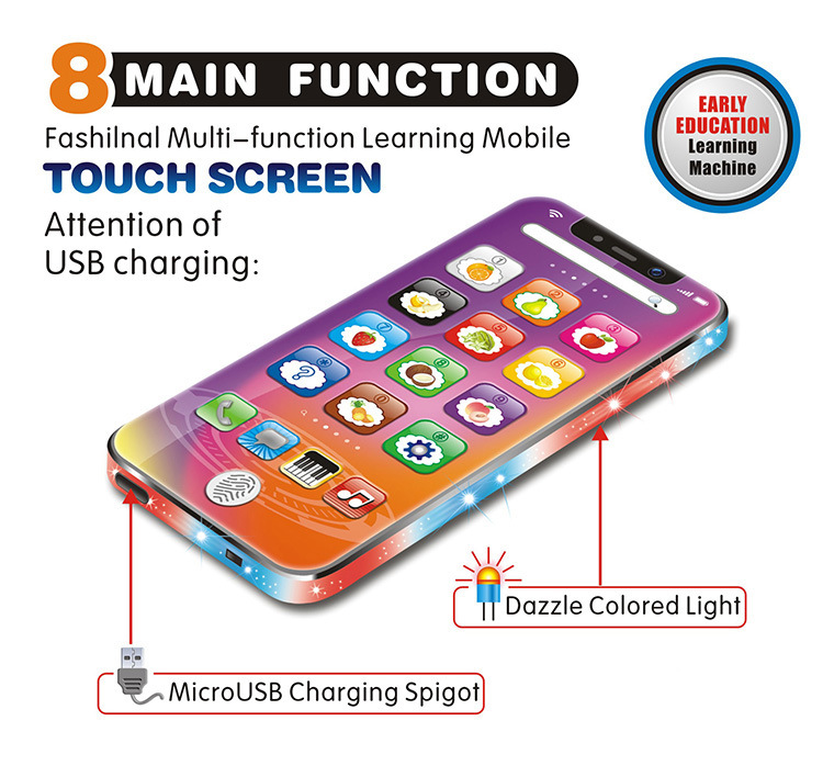 Kids Learning Toy Play Cell Phone with USB Recharable Baby Phone Toy