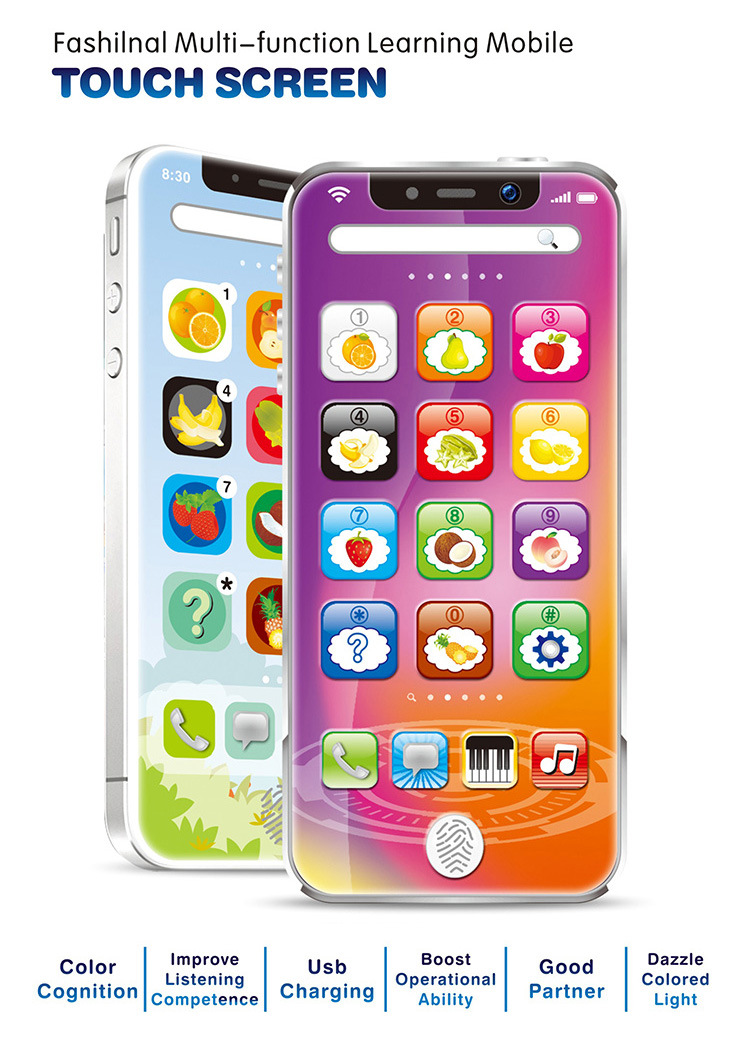 Kids Learning Toy Play Cell Phone with USB Recharable Baby Phone Toy