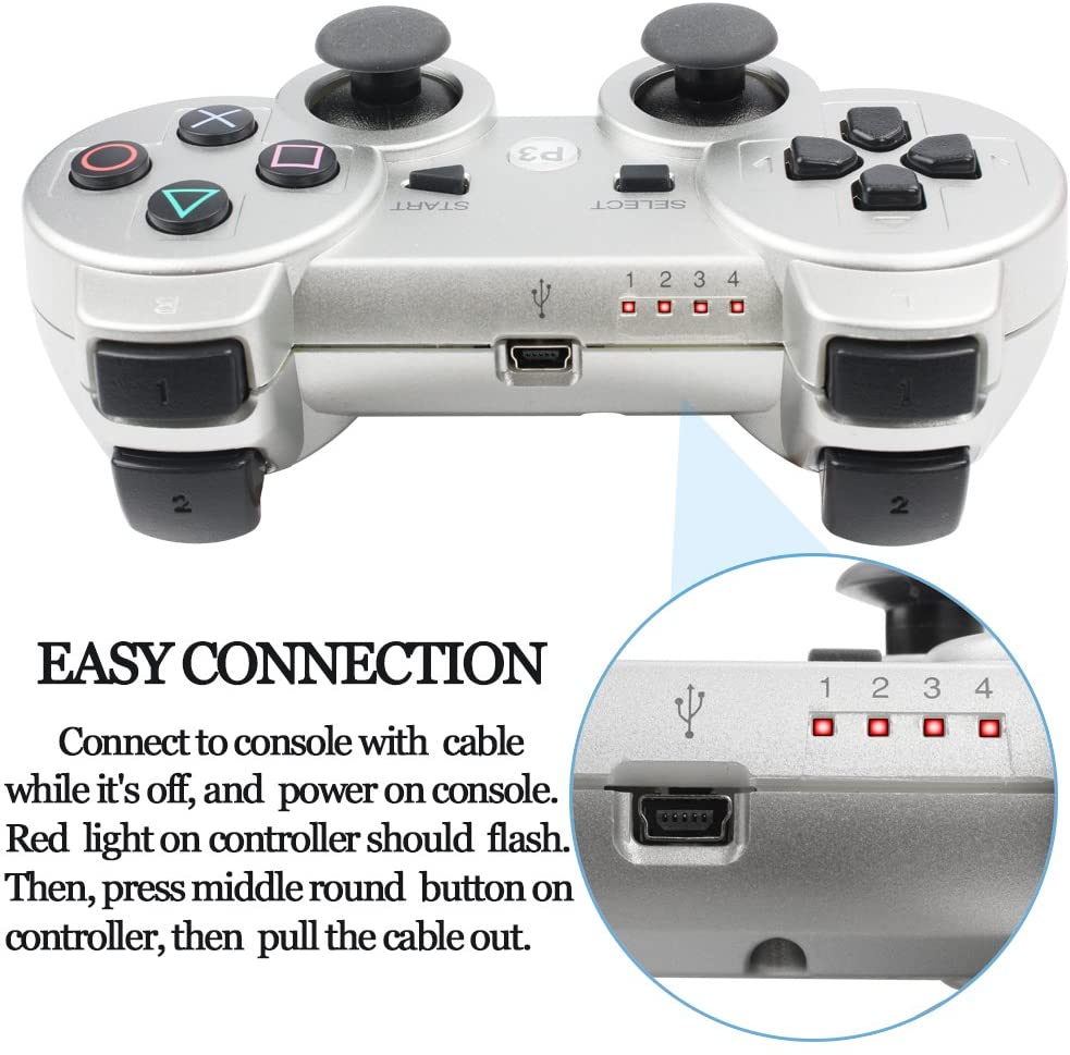 PS3 Controller Wireless Double Shock Gamepad for Playstation 3 Remotes Sixaxis Bluetooth