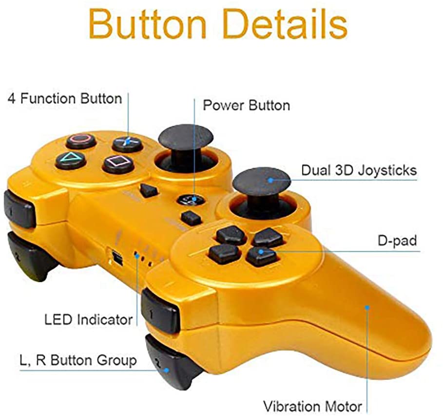 PS3 Controller Wireless Double Shock Gamepad for Playstation 3 Remotes Sixaxis Bluetooth