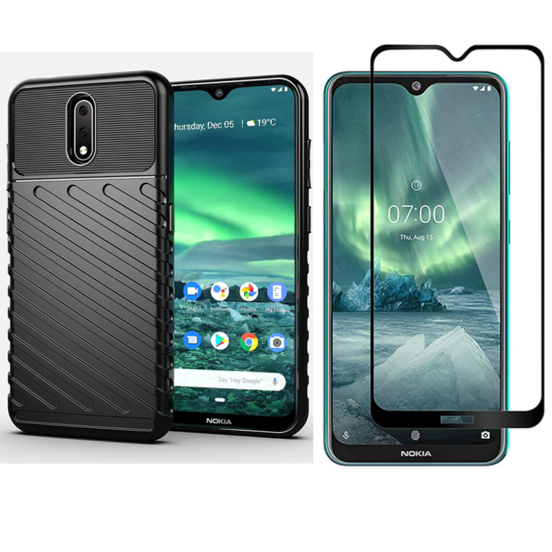 1x Nokia 2.3 Phone Case + [Full Glue Cover Tempered Glass] Screen Protector