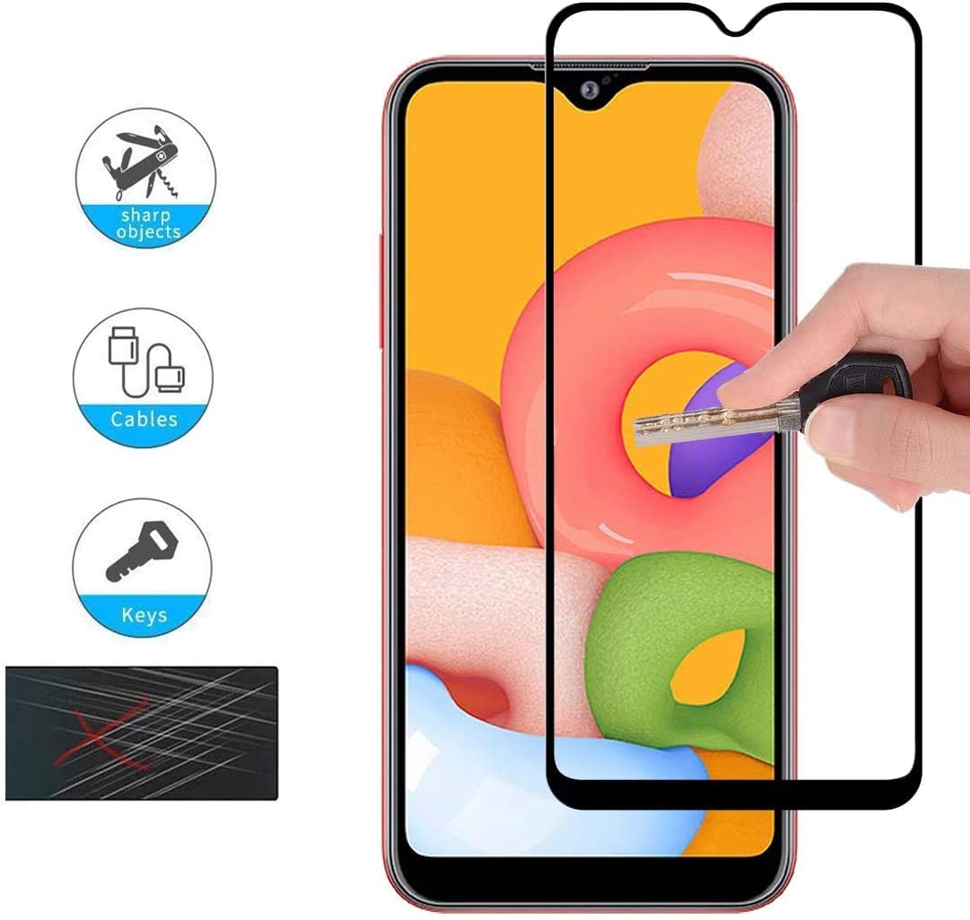 1x Samsung Galaxy A01 Phone Case + [Full Glue Cover Tempered Glass] Screen Protector
