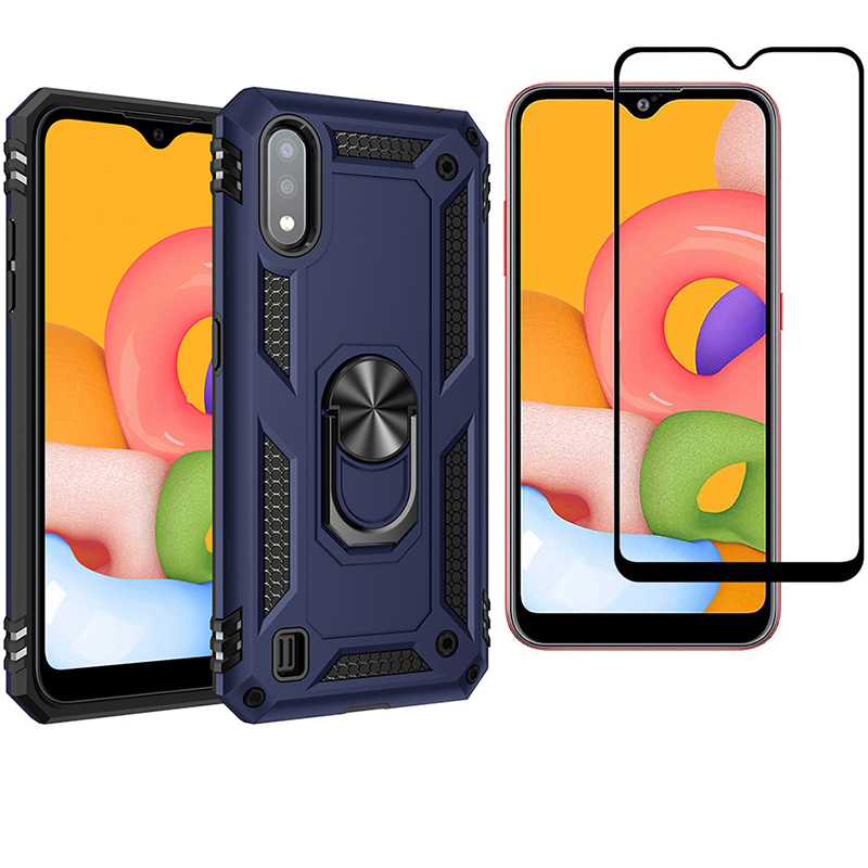 1x Samsung Galaxy A01 Phone Case + [Full Glue Cover Tempered Glass] Screen Protector