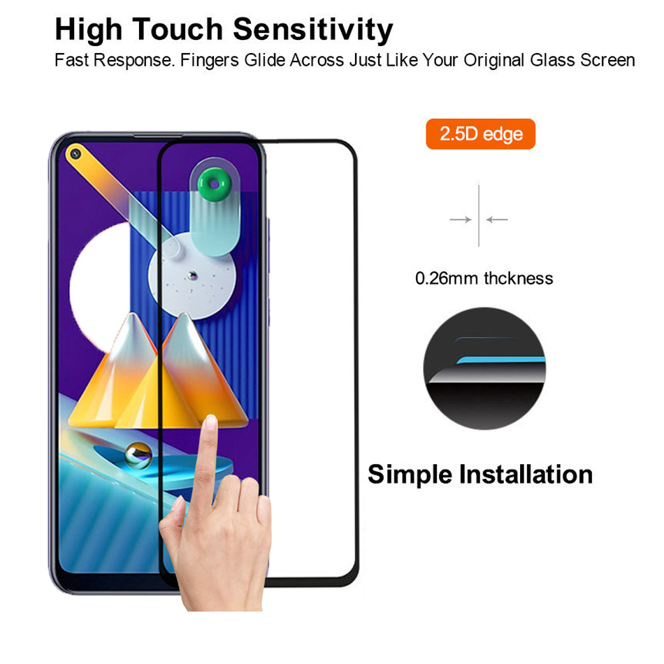 [1-Pack] Samsung Galaxy M11 Phone Case + [9D Full Glue Cover Tempered Glass] Screen Protector