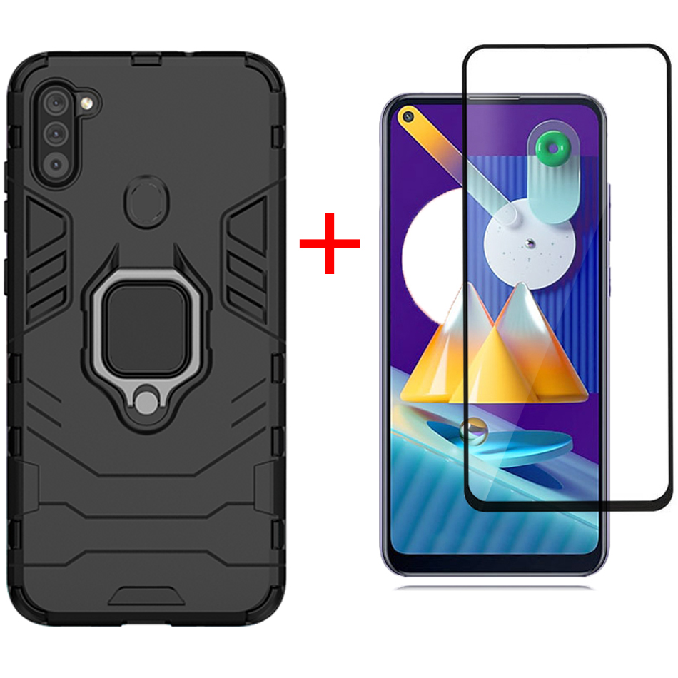 [1-Pack] Samsung Galaxy M11 Phone Case + [9D Full Glue Cover Tempered Glass] Screen Protector