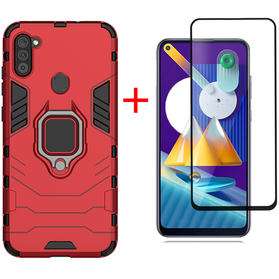 [1-Pack] Samsung Galaxy M11 Phone Case + [9D Full Glue Cover Tempered Glass] Screen Protector