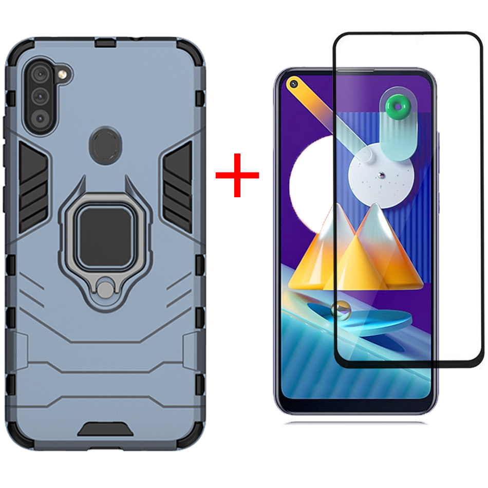 [1-Pack] Samsung Galaxy M11 Phone Case + [9D Full Glue Cover Tempered Glass] Screen Protector