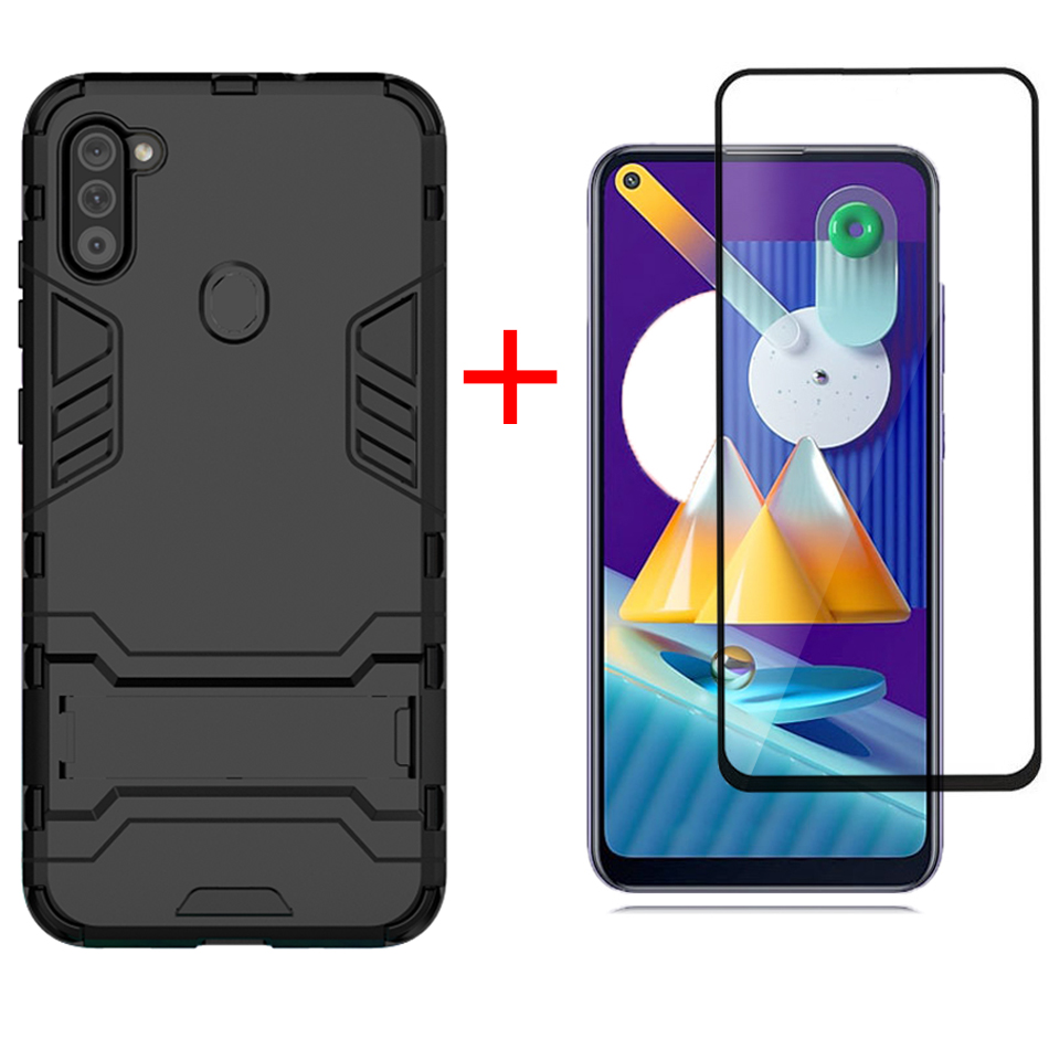 [1-Pack] Samsung Galaxy M11 Phone Case + [9D Full Glue Cover Tempered Glass] Screen Protector