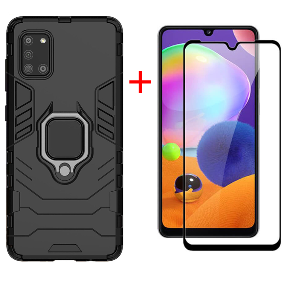 [1-Pack] Samsung Galaxy A31 Phone Case + [9D Full Glue Cover Tempered Glass] Screen Protector