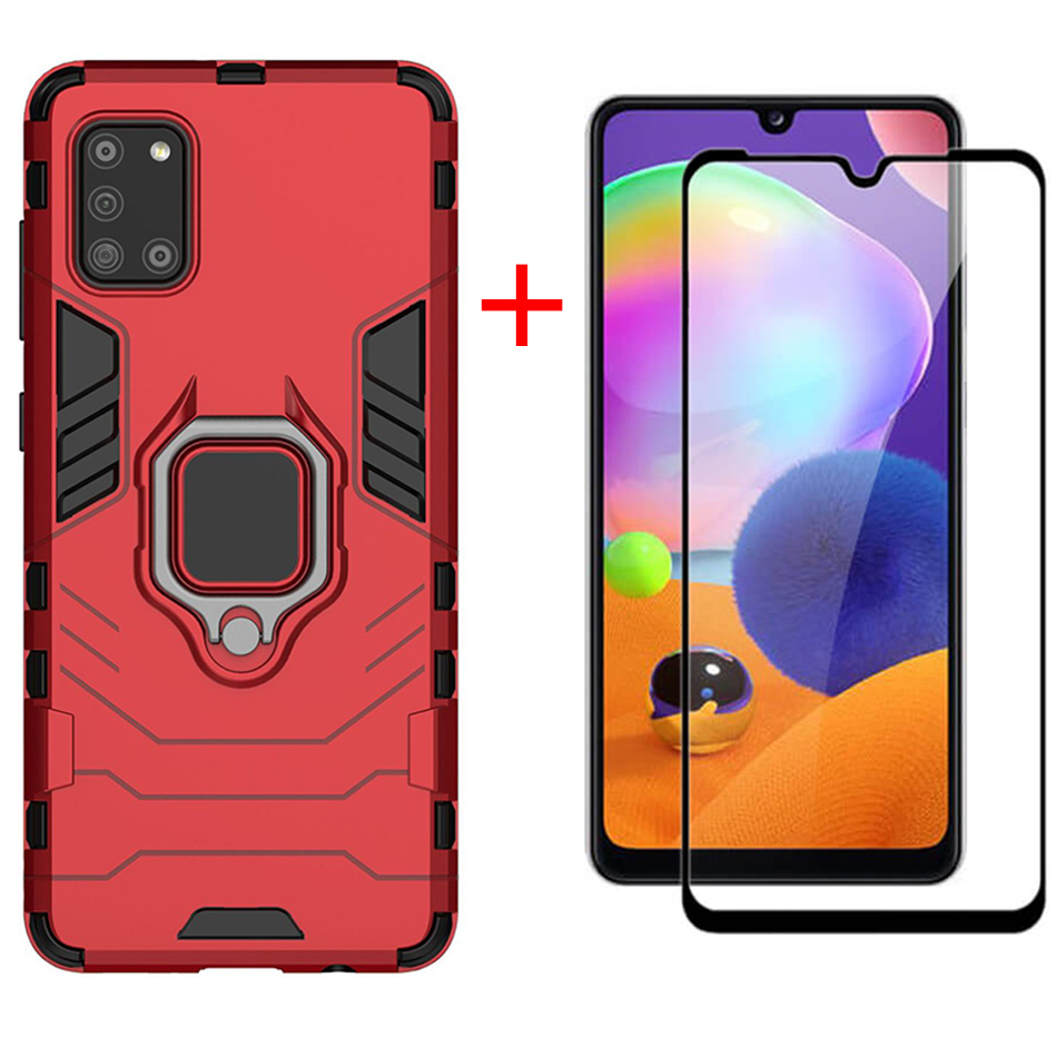 [1-Pack] Samsung Galaxy A31 Phone Case + [9D Full Glue Cover Tempered Glass] Screen Protector