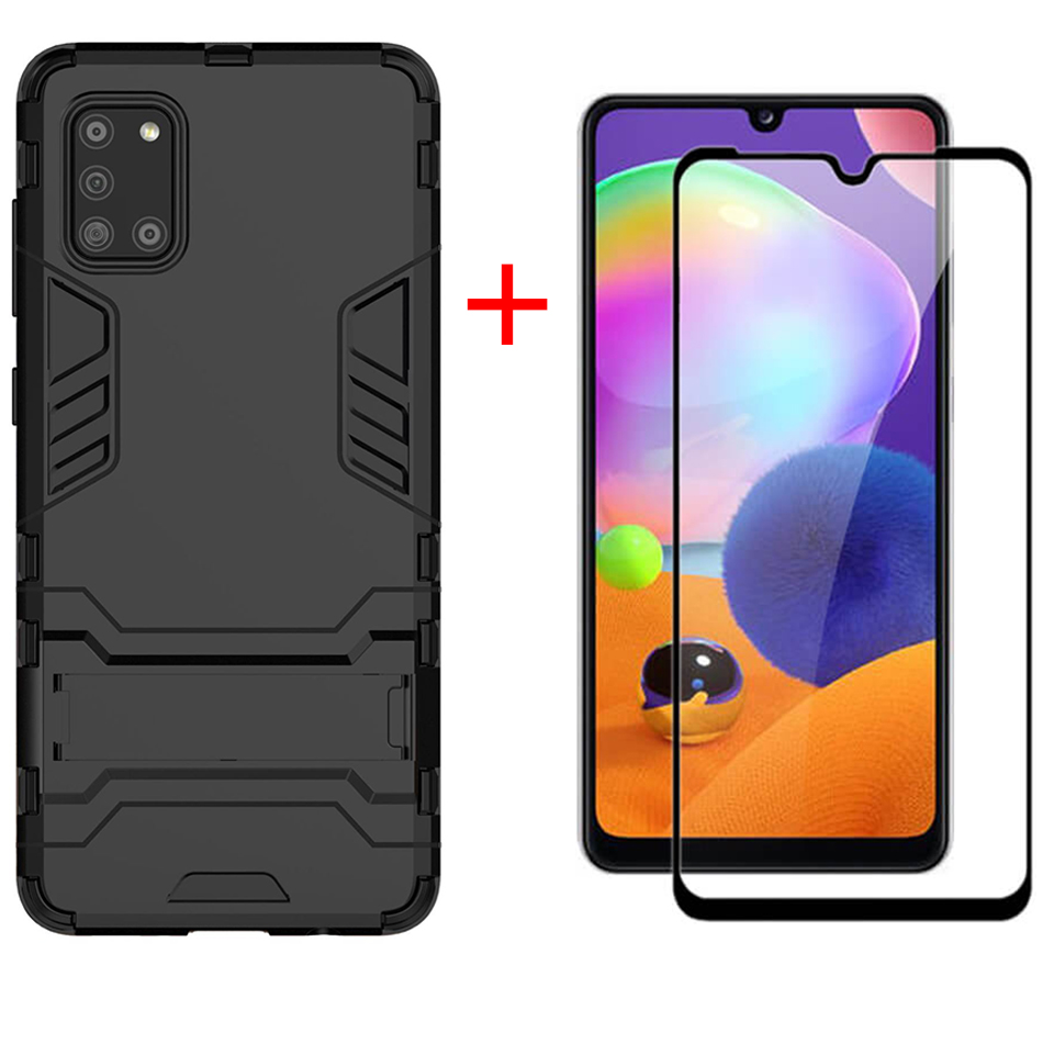 [1-Pack] Samsung Galaxy A31 Phone Case + [9D Full Glue Cover Tempered Glass] Screen Protector