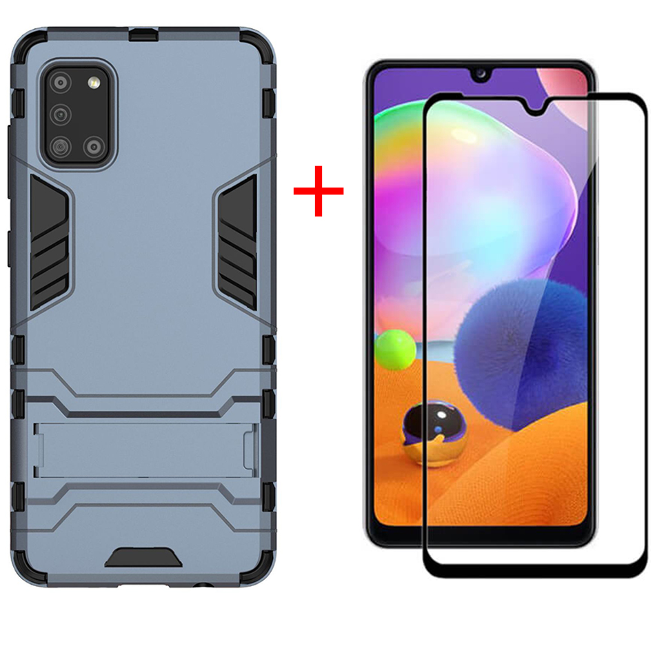 [1-Pack] Samsung Galaxy A31 Phone Case + [9D Full Glue Cover Tempered Glass] Screen Protector