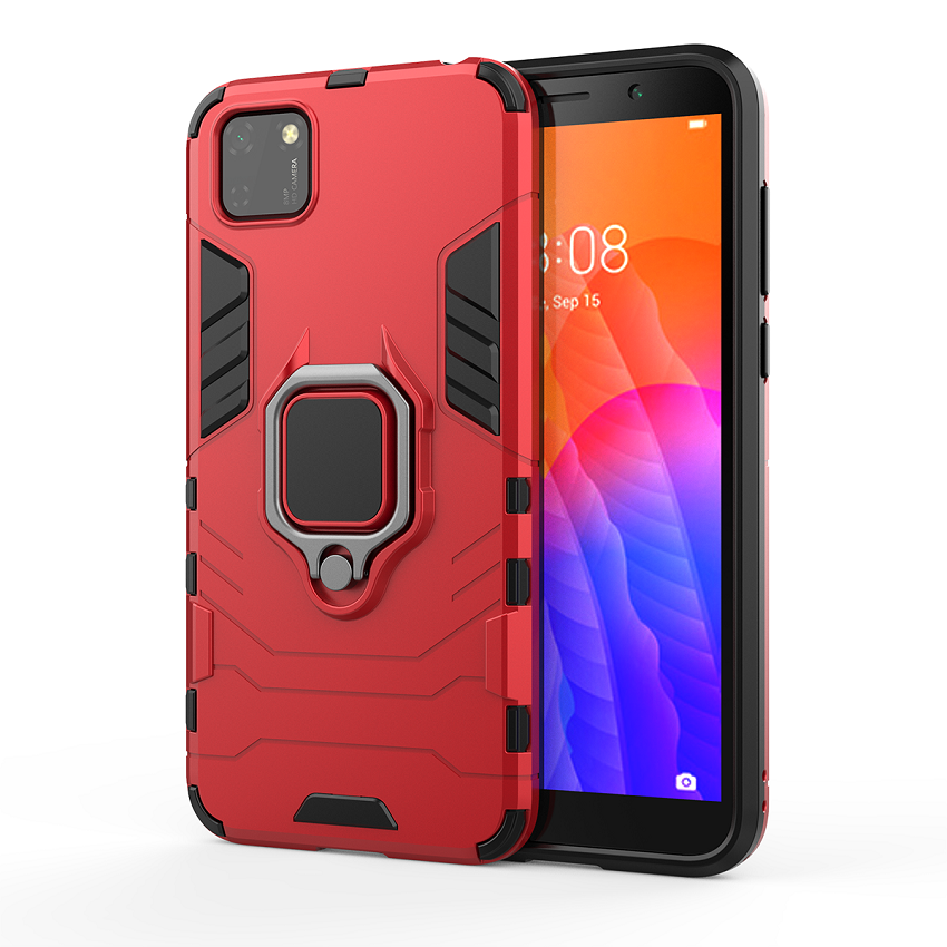 Phone Case for Huawei Y5P, Military Drop-Protection Heavy Duty Metal Ring Grip Kickstand
