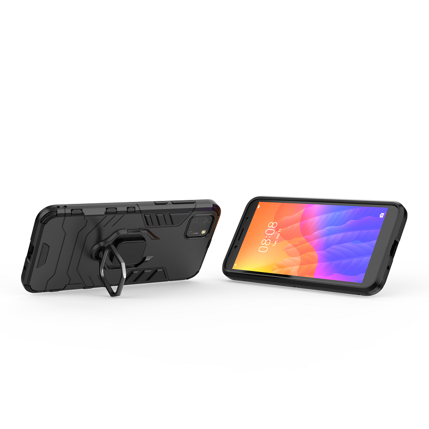 Phone Case for Huawei Y5P, Military Drop-Protection Heavy Duty Metal Ring Grip Kickstand