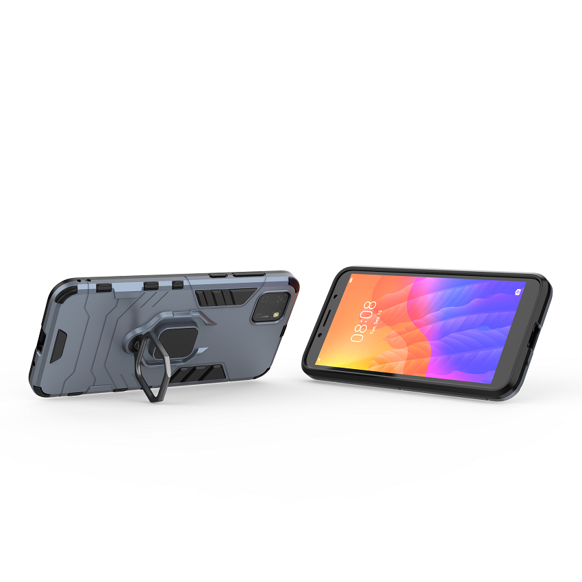 Phone Case for Huawei Y5P, Military Drop-Protection Heavy Duty Metal Ring Grip Kickstand
