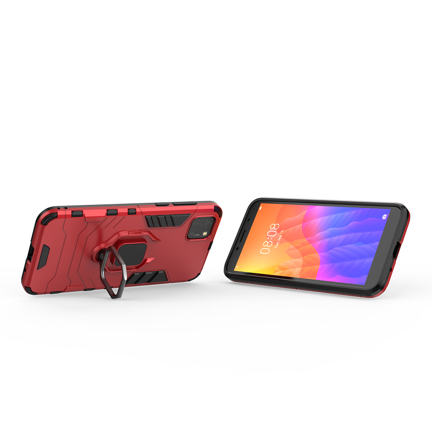 Phone Case for Huawei Y5P, Military Drop-Protection Heavy Duty Metal Ring Grip Kickstand