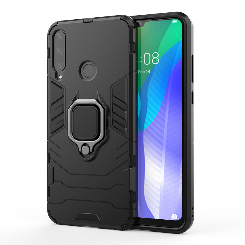 Phone Case for Huawei Y6P, Military Drop-Protection Heavy Duty Metal Ring Grip Kickstand