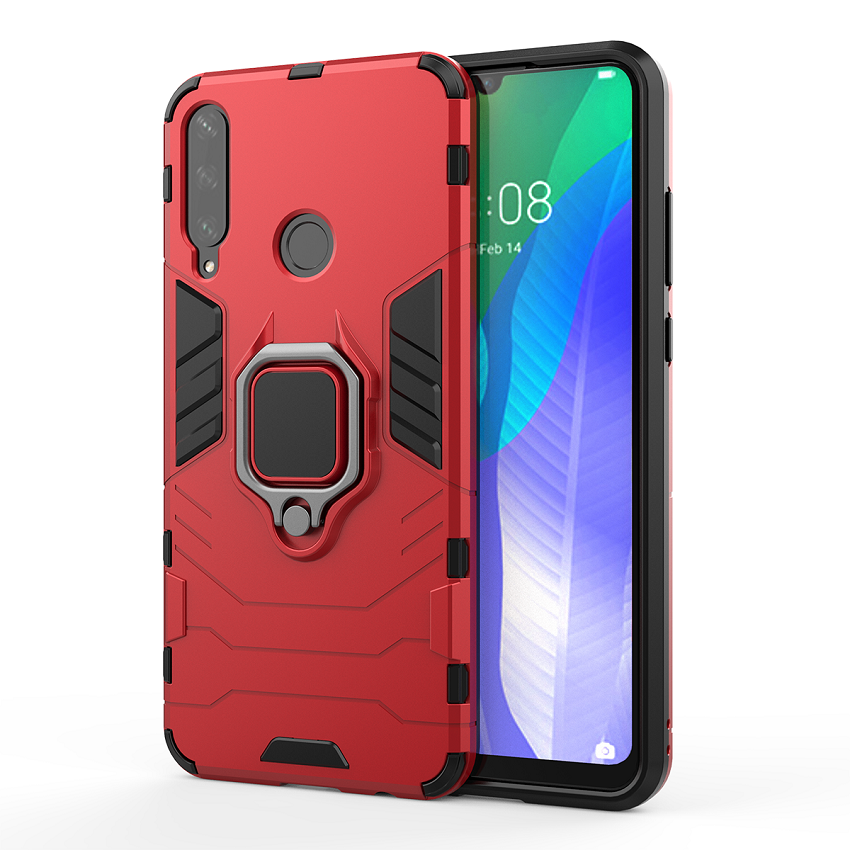 Phone Case for Huawei Y6P, Military Drop-Protection Heavy Duty Metal Ring Grip Kickstand