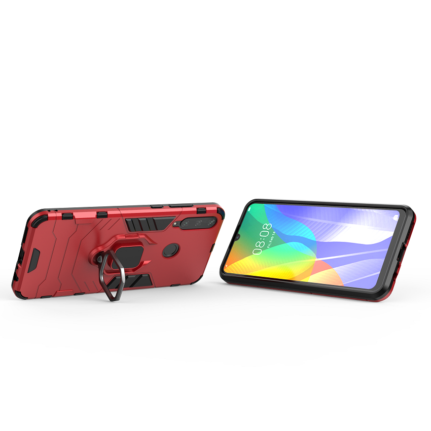 Phone Case for Huawei Y6P, Military Drop-Protection Heavy Duty Metal Ring Grip Kickstand