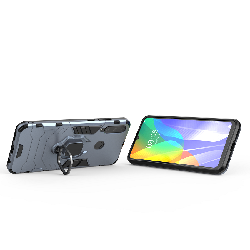 Phone Case for Huawei Y6P, Military Drop-Protection Heavy Duty Metal Ring Grip Kickstand