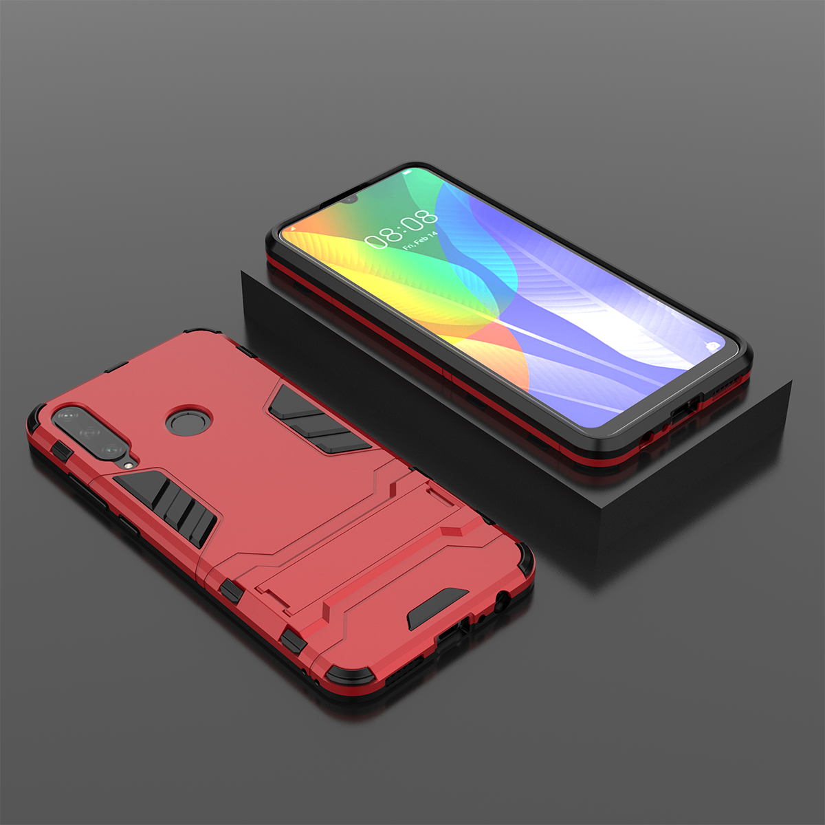 Phone Case for Huawei Y6P Iron Man Rugged Armor [Drop-protection] with Kickstand