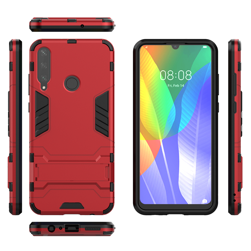 Phone Case for Huawei Y6P Iron Man Rugged Armor [Drop-protection] with Kickstand