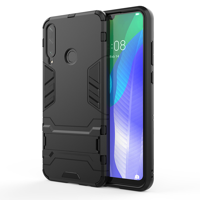 [1-Pack] Huawei Y6P Phone Case + [Full Glue Cover Tempered Glass] Screen Protector