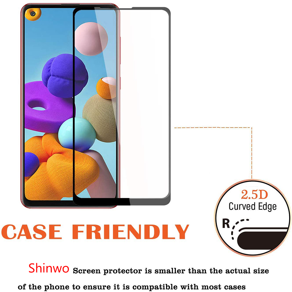 [1-Pack] Samsung Galaxy A21s Phone Case + [Full Glue Cover Tempered Glass] Screen Protector