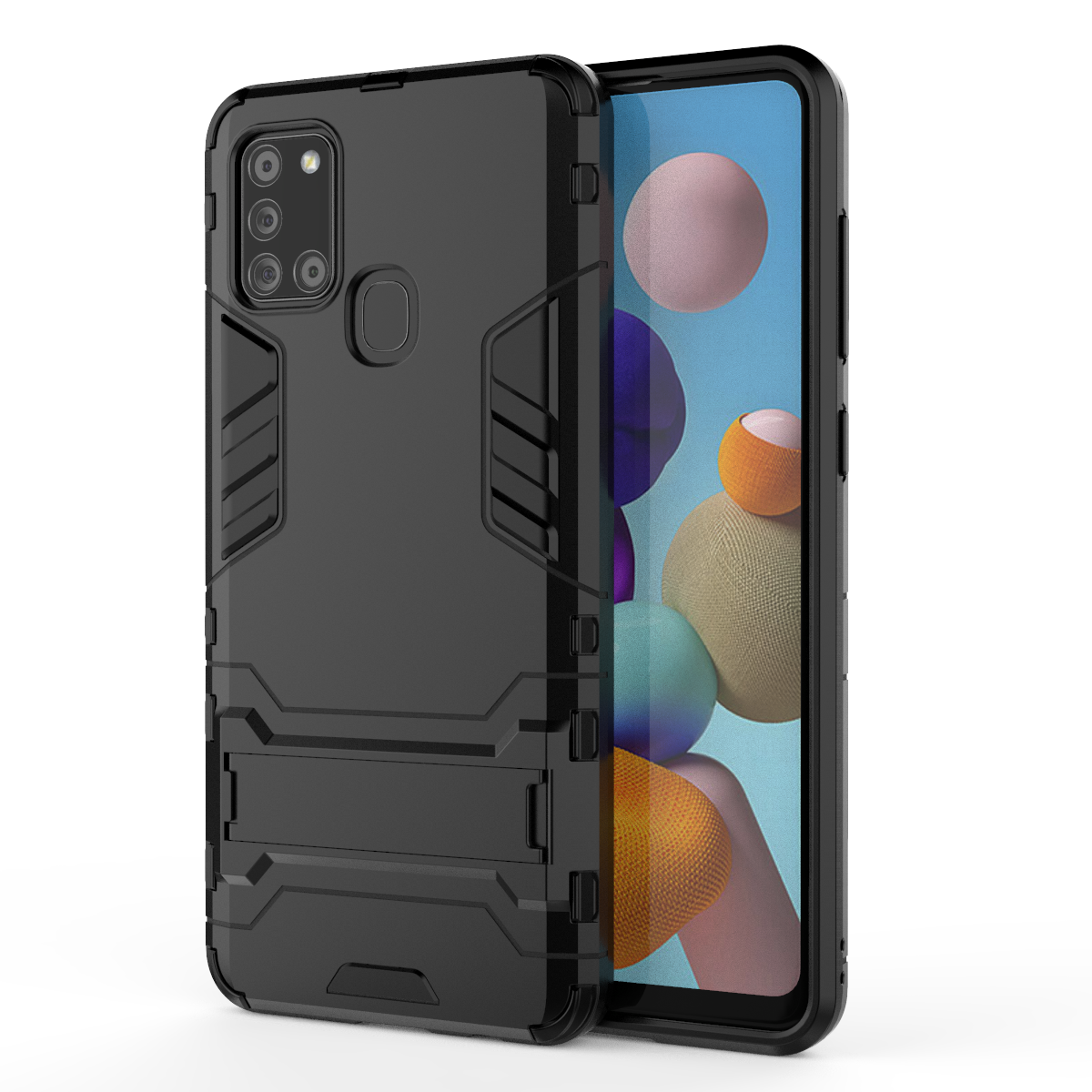 [1-Pack] Samsung Galaxy A21s Phone Case + [Full Glue Cover Tempered Glass] Screen Protector